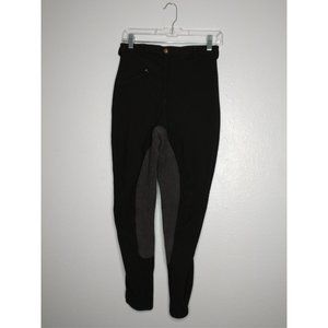 Vintage Tuff Rider Women's Small Black Knit Leather Equestrian Pants Horse Ridin